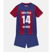 Otroški Nogometni dresi Barcelona Joao Felix #14 Domači 2023-24 Kratek Rokav (+ Kratke hlače)